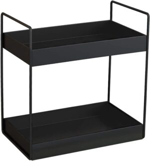 2-Tier Standing Rack/Metal Bathroom Countertop Storage Rack/Kitchen Organizer/Spice Rack/Sorage shelf for kitchen/Cosmetic Shelf/ 2-Tier Kitchen Rack (Black-1)