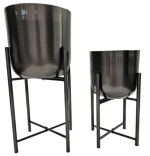 Metal Floor Gold Planter with Stand Home Garden Balcony Lobby Terrace
