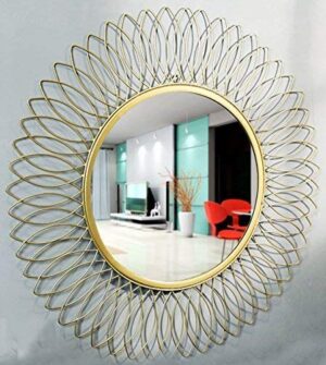 Decorative Mirror Wall Mounted Hanging Mirror Sculpture Metal Leaf Design Modern Art Mirror Home Decor