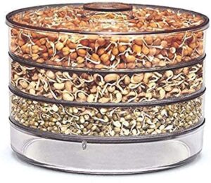 Sprout Maker with 4 Compartments for Multi Purpose Use - Plastic Grocery Container Sprouted Grains Seeds Dal Channa Chole Ragi Organic Sprouting Jar (500ml,4-Layer)