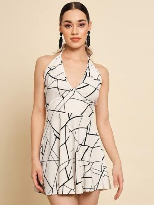 Women Dress Above Knee/Mid Thigh Length Lycra Blend A-line Dress for Women &Girls
