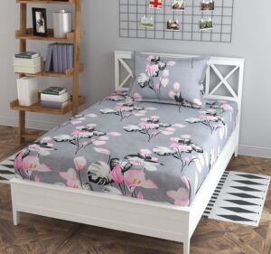  Single Bedsheet Size, 60X90 with 1 Matching Pillow Covers Size, 17X27 Color-Pink Grey