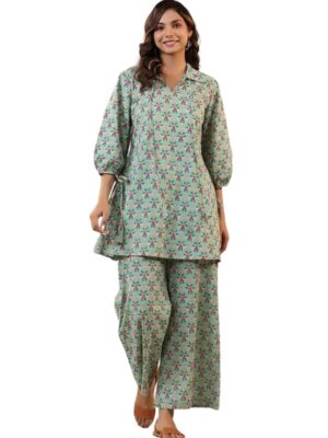 Women's Cotton Blend Casual Regular Co Ord Set 