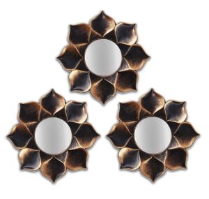 Set of 3 Lotus Petal Decorative Wall Mirror for Home & Decoration 