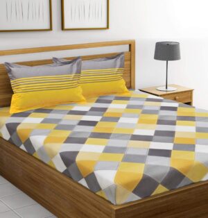 Ahmedabad Cotton 144 TC Cotton Double Bedsheet with 2 Pillow Covers