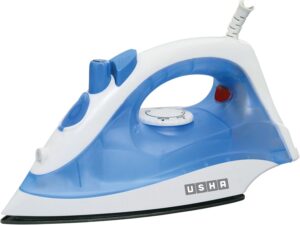 USHA ABS Steam Pro Si 3713, 1300 W Steam Iron, Powerful Steam Output Up to 18 G/Min, Non-Stick Soleplate (White & Blue)