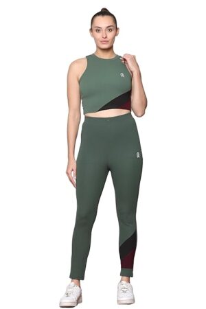 Women's Gym Running Sports Crop Tank Top & Tights | Jogging wear | Workout Set | Co-ord Set For Girls & Women