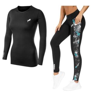 JUST RIDER Gym wear Leggings Workout Pants with Upper Long Sleeves Track Suit for Women | Round Neck Tracksuit for Women | Suitable for Yoga, Jogging & Gym | Workout Clothes
