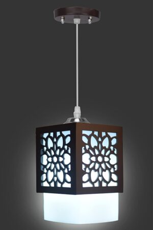 DarkVision Board-Wood Laser Cut Flower Design Hanging Ceiling Pendant Light for Living Room (Without Bulb, Single)(AC)