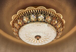 Peacock Round Chandelier Crystal Ceiling Light Lamp (Multicolour)