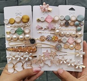Fashion Style Pearl Rhinestone Metal Hair Clips Hair Pin Stylish Hair Accessories Jewellery For Women's And Girls, Multicolour 24 Count (Pack of 1)