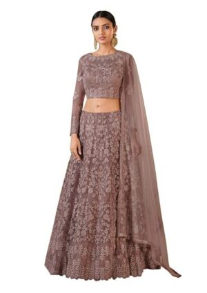 Women`s Net Embroidered Semi Stitched Lehenga Choli