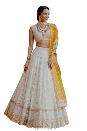 Women's Net Embroidery Lehenga Choli with Dupatta