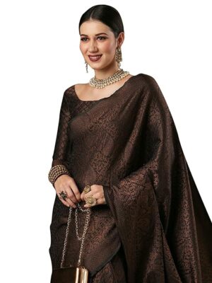 Women's Woven Design Zari Work Banarasi Silk Saree With Unstitched Blouse Piece