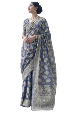 Women's Lucknowi Chikankari Linen cotton Woven Sarees For Women with Blouse sarees for Women
