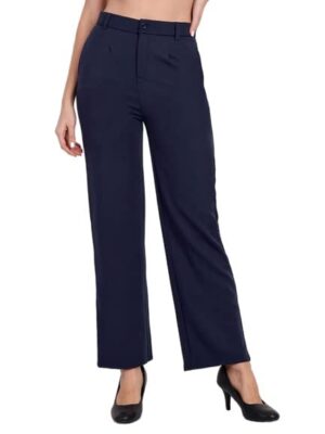 Broadstar Women High-Rise Straight Fit Trousers | Stretchable | Comfort Fit |Super High- Rise| Formal Trousers