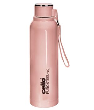 Cello Puro Steel-X Benz with Inner Steel and Outer Plastic Water Bottle, 730 ml (Pink)