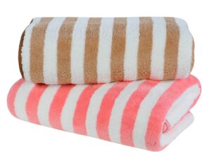 Outlay Home Microfiber 450 GSM High Absorbent & Quick Dry Bath Towel for Beach, Pool, Travel, Spa, Yoga and Shower - 70 x 140 cm, (Pack of 2, Coffee and Pink)