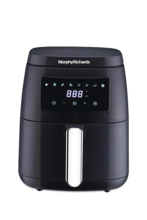 Morphy Richards Digital Air Fryer For Home|1500W With Digital Control|Dual Fan Technology|Adjustable Time & Temperature Control|Voltage Fluctuation Protection|2-Yr Warranty By Brand|Black, 5 liter