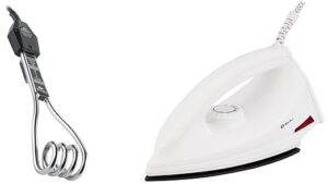 Bajaj Majesty Dry Iron (White) & Immersion Rod Water Heater Combo