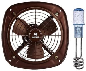 Havells Ventil Air DSP 230mm Exhaust Fan (Choco Brown) Water Proof Immersion Water Heater HB 15 1500 Watt (White Blue)