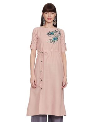 Women's Cotton Slub Printed Aline Kurti